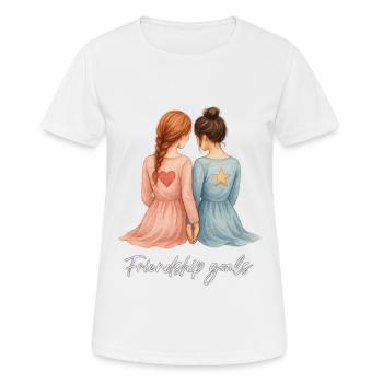 Girlfriends Watercolor – Redhead & Brunette Back - Women's Breathable T-Shirt - white - Front - AI Model Female 172 dark (172cm)