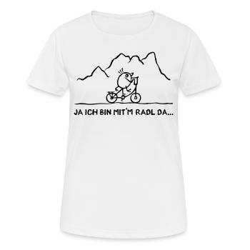 Fahrradfahrer - Ich bin mit'm Radl da - Frauen T-Shirt atmungsaktiv - Weiß - Vorne - AI Model Female 172 dark (172cm)