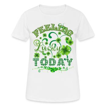 SE SENTIR CHANCEUX AUJOURD’HUI - T-shirt respirant Femme - blanc - Devant - AI Model Female 172 dark (172cm)