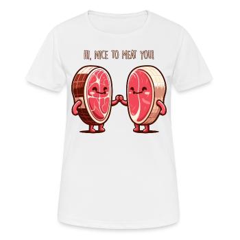 Schön zum Fleisch - Frauen T-Shirt atmungsaktiv - Weiß - Vorne - AI Model Female 172 dark (172cm)