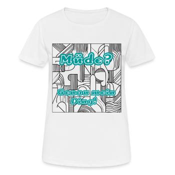 Müde? Genau mein Ding - Müdigkeit Retro - Frauen T-Shirt atmungsaktiv - Weiß - Vorne - AI Model Female 172 dark (172cm)