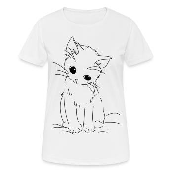 chaton timide - T-shirt respirant Femme - blanc - Devant - AI Model Female 172 dark (172cm)