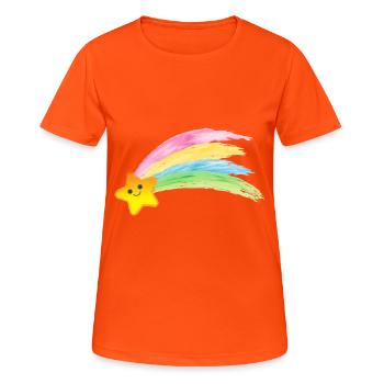 Sweet rainbow star children motif - Women's Breathable T-Shirt - neon orange - Front - AI Model Female 172 dark (172cm)