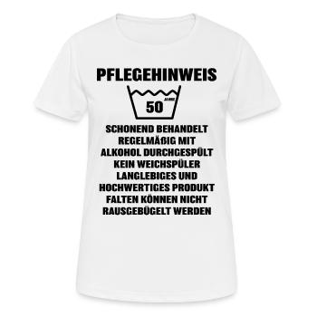 Pflegehinweis 50 Jahre - Frauen T-Shirt atmungsaktiv - Weiß - Vorne - AI Model Female 172 dark (172cm)