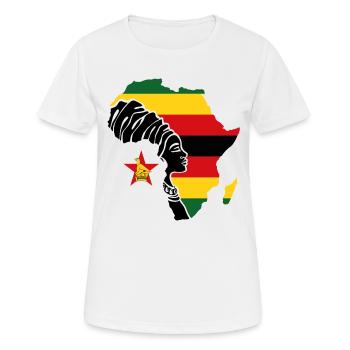 Zimbabwe Zim Zimbabwe Afrique Drapeau Noir Patrimoine - T-shirt respirant Femme - blanc - Devant - AI Model Female 172 dark (172cm)