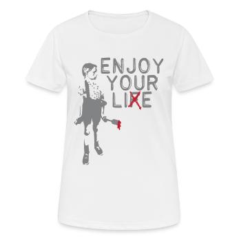 Enjoy your Life (Lie) Rebellion Truth Faith - Women's Breathable T-Shirt - white - Front - AI Model Female 172 dark (172cm)