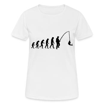 Pêche - Evolution - Cadeau - Pêcheur - Pêche - T-shirt respirant Femme - blanc - Devant - AI Model Female 172 dark (172cm)