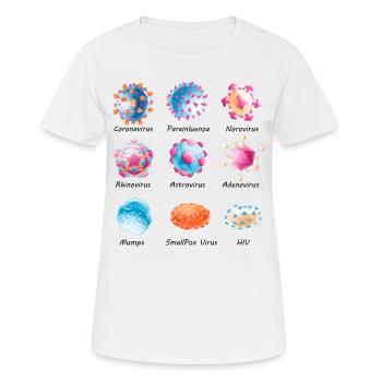 Divers virus - norovirus, VIH, etc. - T-shirt respirant Femme - blanc - Devant - AI Model Female 172 dark (172cm)