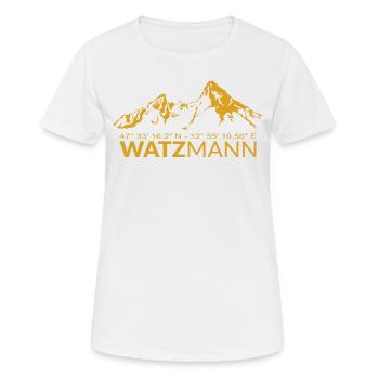 Watzmann GPS Koordinaten Breitengrad Längengrad - Frauen T-Shirt atmungsaktiv - Weiß - Vorne - AI Model Female 172 dark (172cm)