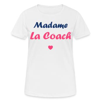 Madame la coach - T-shirt respirant Femme - blanc - Devant - AI Model Female 172 dark (172cm)