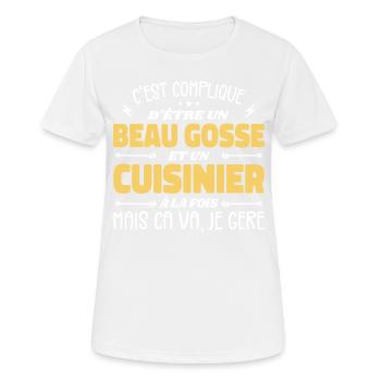 Beau gosse homme cuisinier - T-shirt respirant Femme - blanc - Devant - AI Model Female 172 dark (172cm)