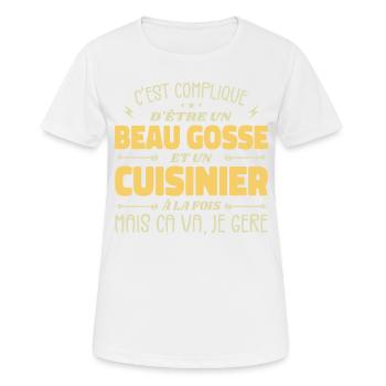 Beau gosse homme cuisinier - T-shirt respirant Femme - blanc - Devant - AI Model Female 172 dark (172cm)