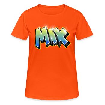 Graffiti Max - Women's Breathable T-Shirt - neon orange - Front - AI Model Female 172 dark (172cm)