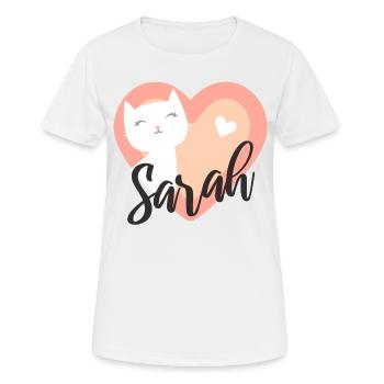 Sarah Nom Prénom Chaton - T-shirt respirant Femme - blanc - Devant - AI Model Female 172 dark (172cm)