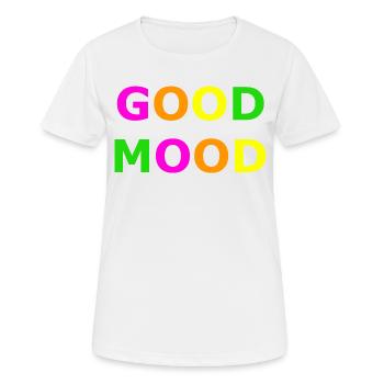 Good Mood - Frauen T-Shirt atmungsaktiv - Weiß - Vorne - AI Model Female 172 dark (172cm)