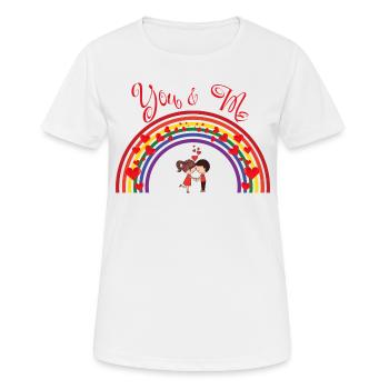 Liebesbogen You & Me - Frauen T-Shirt atmungsaktiv - Weiß - Vorne - AI Model Female 172 dark (172cm)