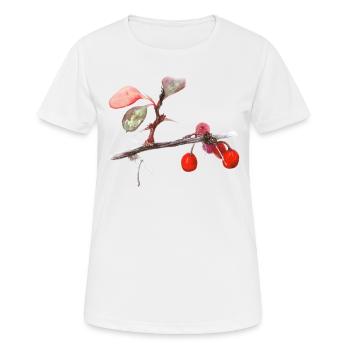Aquarell Berberitze - Frauen T-Shirt atmungsaktiv - Weiß - Vorne - AI Model Female 172 dark (172cm)
