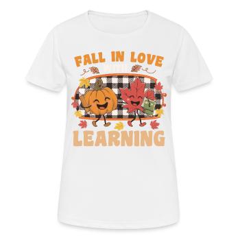 Fall In Love With Learning Autumn Pumpkin Teacher - Women's Breathable T-Shirt - white - Front - AI Model Female 172 dark (172cm)
