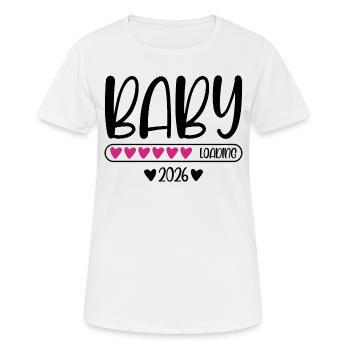Baby 2026 loading - Frauen T-Shirt atmungsaktiv - Weiß - Vorne - AI Model Female 172 dark (172cm)