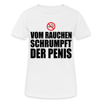 Vom rauchen schrumpft der penis - Frauen T-Shirt atmungsaktiv - Weiß - Vorne - AI Model Female 172 dark (172cm)