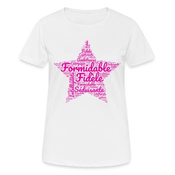 Etoile de Mots 02 - T-shirt respirant Femme - blanc - Devant - AI Model Female 172 dark (172cm)