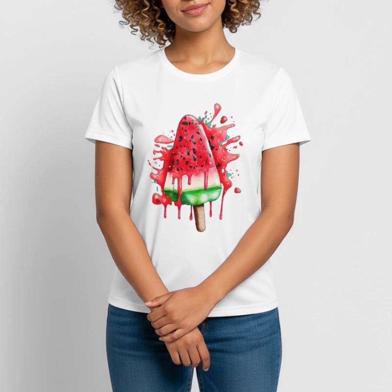 Pastèque Glace Crème glacée à la pastèque T-shirt respirant Femme