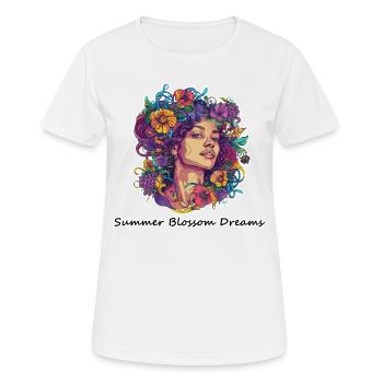 Summer Blossom Dreams - Frauen T-Shirt atmungsaktiv - Weiß - Vorne - AI Model Female 172 dark (172cm)