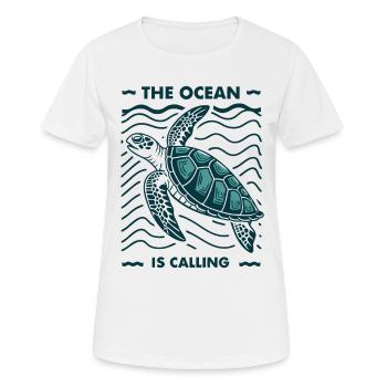 Ocean is Calling Sea Turtle underwater World - Frauen T-Shirt atmungsaktiv - Weiß - Vorne - AI Model Female 172 dark (172cm)