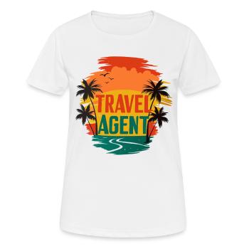 Travel Agent Summer Time Sea Beach with Palm Trees - Women's Breathable T-Shirt - white - Front - AI Model Female 172 dark (172cm)