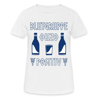 Blutgruppe Ouzo Positiv Griechenland Alkohol Humor - Frauen T-Shirt atmungsaktiv - Weiß - Vorne - AI Model Female 172 dark (172cm)