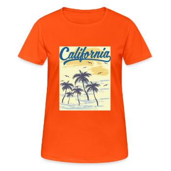 California - Frauen T-Shirt atmungsaktiv - Neonorange - Vorne - AI Model Female 172 dark (172cm)