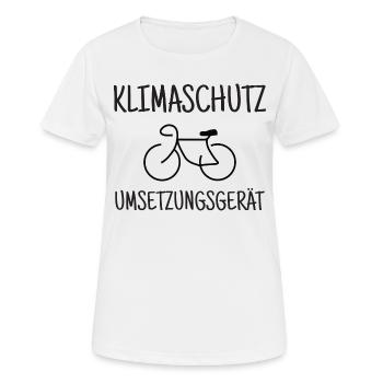 Klimaschutz- Umsetzungs- Gerät - Frauen T-Shirt atmungsaktiv - Weiß - Vorne - AI Model Female 172 dark (172cm)