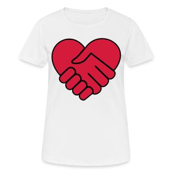 Hand in Hand Herz rot - Frauen T-Shirt atmungsaktiv - Weiß - Vorne - AI Model Female 172 dark (172cm)