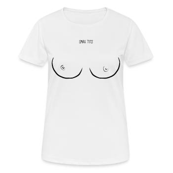 small tits kleine Brüste boobs - Frauen T-Shirt atmungsaktiv - Weiß - Vorne - AI Model Female 172 dark (172cm)