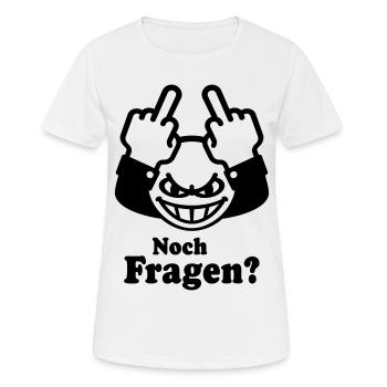 Noch Fragen? (Stinkefinger Emoticon) - Frauen T-Shirt atmungsaktiv - Weiß - Vorne - AI Model Female 172 dark (172cm)