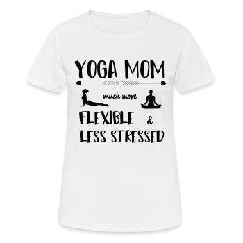 Yoga maman plus agile et moins stressée - T-shirt respirant Femme - blanc - Devant - AI Model Female 172 dark (172cm)