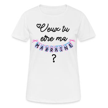 T shirt veux tu être ma marraine? - T-shirt respirant Femme - blanc - Devant - AI Model Female 172 dark (172cm)