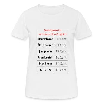 Strompreise im internationalen Vergleich - Frauen T-Shirt atmungsaktiv - Weiß - Vorne - AI Model Female 172 dark (172cm)