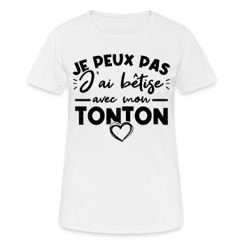 Je peux pas j ai bêtise avec tonton - T-shirt respirant Femme - blanc - Devant - AI Model Female 172 dark (172cm)