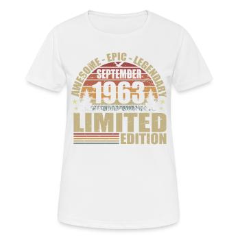 1963 September 1963 Anniversary September 1963 - Women's Breathable T-Shirt - white - Front - AI Model Female 172 dark (172cm)