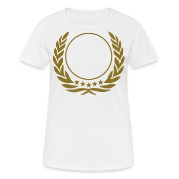 Kranz, Lorbeer, Gold, Held, Sieger, Gewinner, Fun - Frauen T-Shirt atmungsaktiv - Weiß - Vorne - AI Model Female 172 dark (172cm)