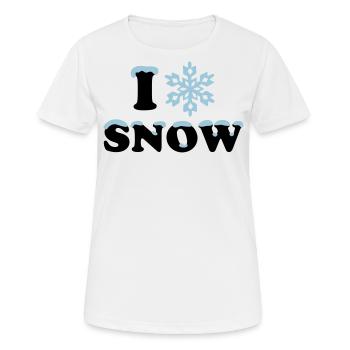 Schnee Winter, I LOVE, Schneeflocke, Apres Ski, - Frauen T-Shirt atmungsaktiv - Weiß - Vorne - AI Model Female 172 dark (172cm)