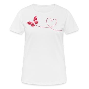 Butterfly, Heart, Love, Spring, Valentine's Day, - Women's Breathable T-Shirt - white - Front - AI Model Female 172 dark (172cm)