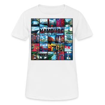 03 Faszination Hamburg Collage - Margarita-Art - Frauen T-Shirt atmungsaktiv - Weiß - Vorne - AI Model Female 172 dark (172cm)