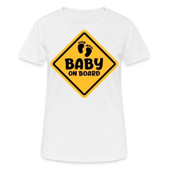 Slogan bébé à bord - bébé à bord Être enceinte - T-shirt respirant Femme - blanc - Devant - AI Model Female 172 dark (172cm)