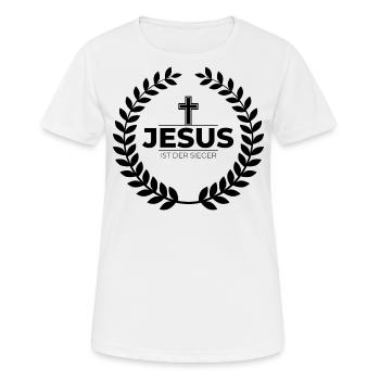 Jesus Christus ist der Sieger - Christliches Shirt - Frauen T-Shirt atmungsaktiv - Weiß - Vorne - AI Model Female 172 dark (172cm)