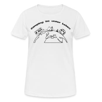 Camping ist unser Leben "Das Transparente" - Frauen T-Shirt atmungsaktiv - Weiß - Vorne - AI Model Female 172 dark (172cm)