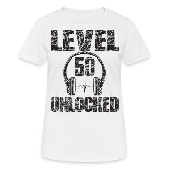 Level 50 Unlocked Geburtstagsgeschenk 50 Jahre - Frauen T-Shirt atmungsaktiv - Weiß - Vorne - AI Model Female 172 dark (172cm)