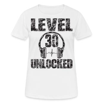 Level 30 Unlocked Geburtstagsgeschenk 30 Jahre - Frauen T-Shirt atmungsaktiv - Weiß - Vorne - AI Model Female 172 dark (172cm)