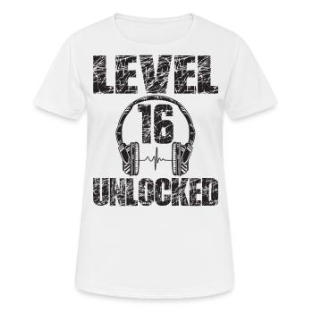 Level 16 Unlocked Geburtstagsgeschenk 16 Jahre - Frauen T-Shirt atmungsaktiv - Weiß - Vorne - AI Model Female 172 dark (172cm)